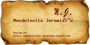 Mendelovits Jeremiás névjegykártya